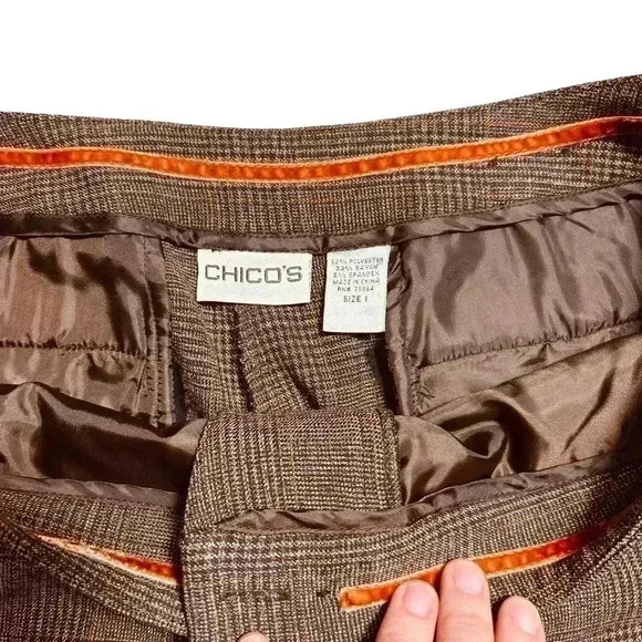 Chico’s Wide Leg Sinle Button Dress Pants Plaid Size 1 - Picture 6 of 6